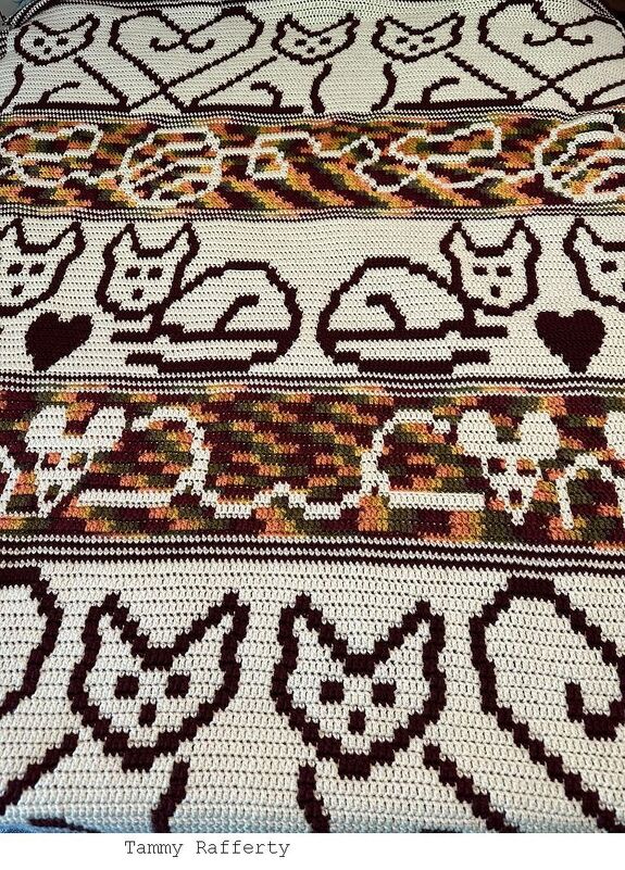 Whimiscal Kitty Blanket Overlay Mosaic Crochet Pattern and Charts - Image 5