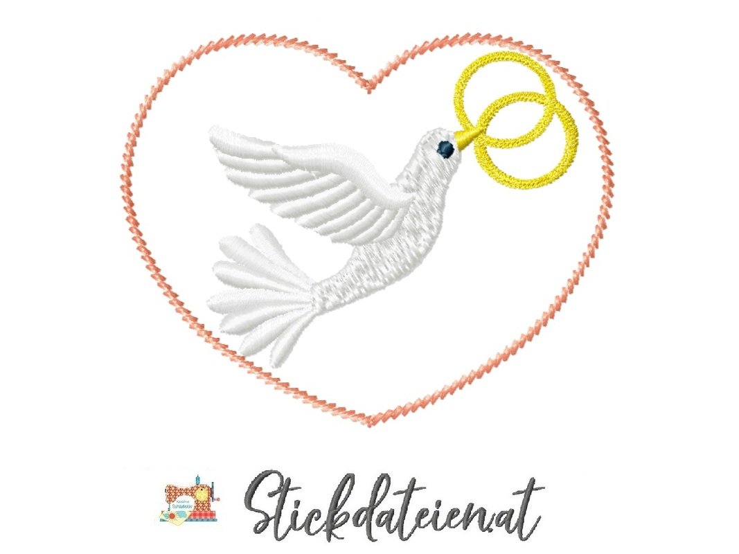 Weiße Taube Stickdatei, Hochzeitstaube Stickmuster 10x10, Friedenstaube