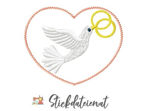 Weiße Taube Stickdatei, Hochzeitstaube Stickmuster 10x10, Friedenstaube
