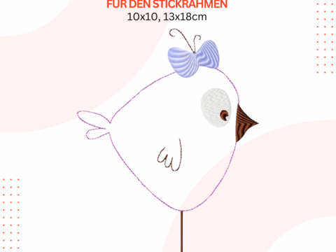 Babyvogel Stickdatei, Küken Applikation, Vogelmotiv Stickmuster