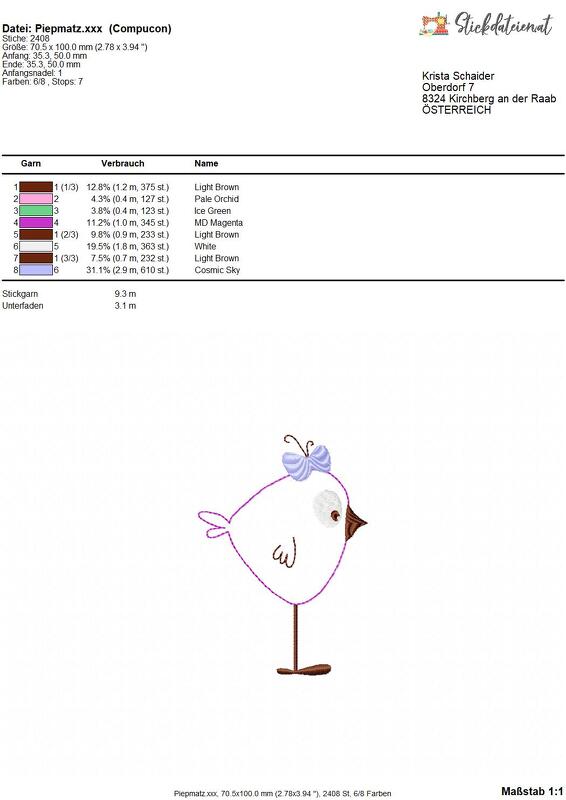 Babyvogel Stickdatei, Küken Applikation, Vogelmotiv Stickmuster - Bild 4