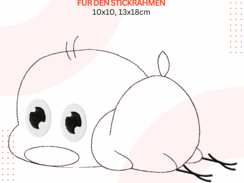 Babyvogel Stickdatei, Küken Applikation, Vogelmotiv Stickmuster