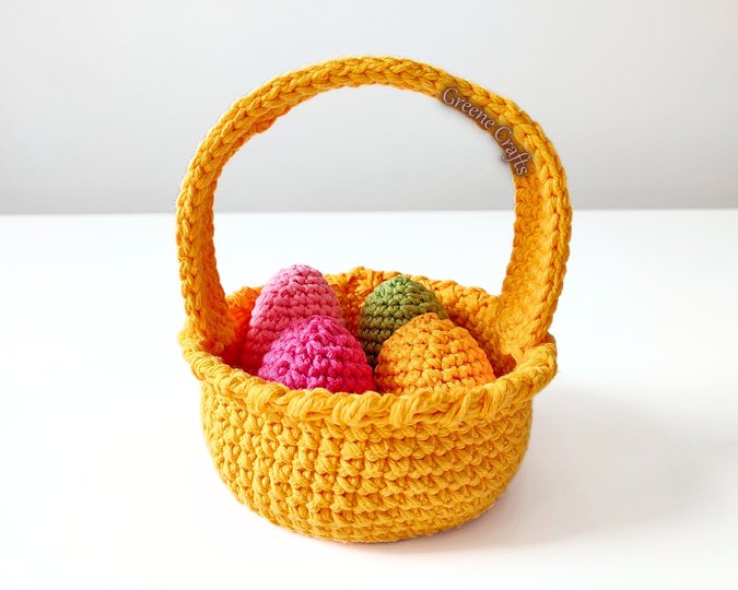 Dandelion Basket and Easter Eggs - Easter Crochet Pattern