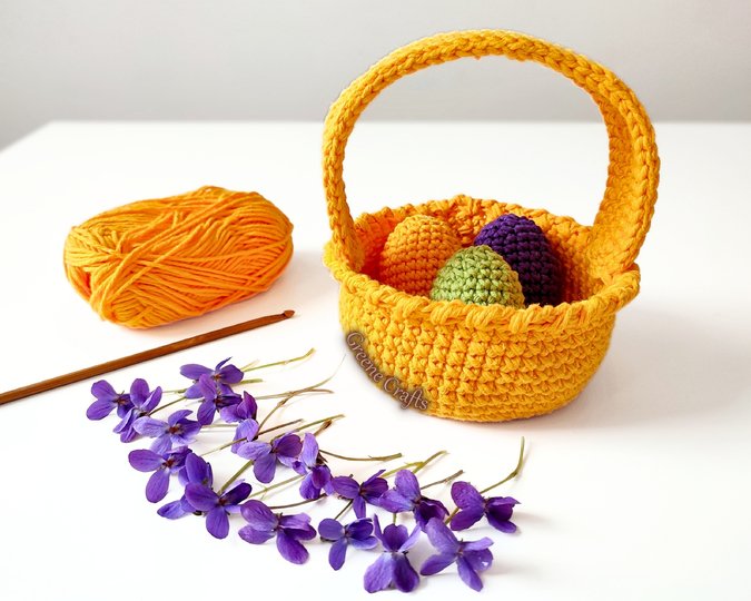 Dandelion Basket and Easter Eggs - Easter Crochet Pattern