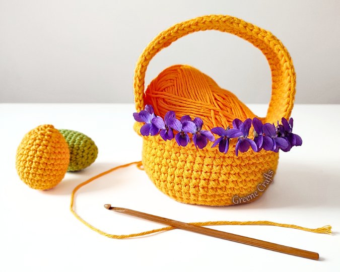 Dandelion Basket and Easter Eggs - Easter Crochet Pattern