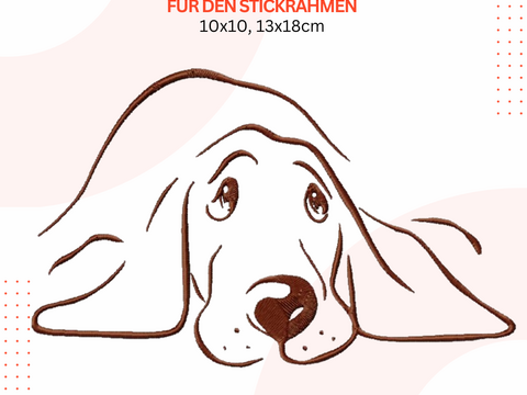 Hund Stickdatei, Stilisierter Hund Stickmuster, Niedlicher Hund Applikation