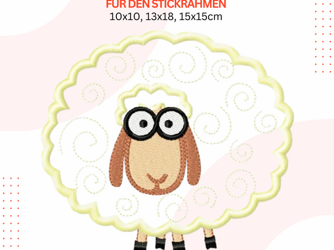 Schaf Stickdatei, Lamm Stickmuster, Tier Stickvorlage, Bauernhof Stickdatei