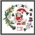 Cross stitch. Needlewoman girl Christmas wreath