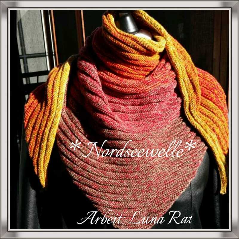 Dreieckstuch Strickanleitung mit Nordseewelle Muster