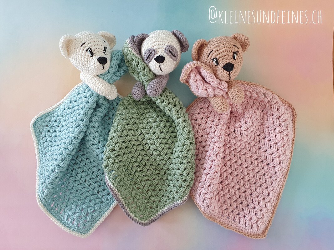Lovey blanket "Bear Gang" - bear/polar bear/panda - crochet pattern PDF