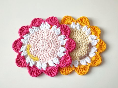 Spring Blossom Flower Coaster - Home Decoration Crochet Pattern