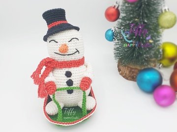 The Happy Snowman With a Sleigh Crochet Pattern PDF
