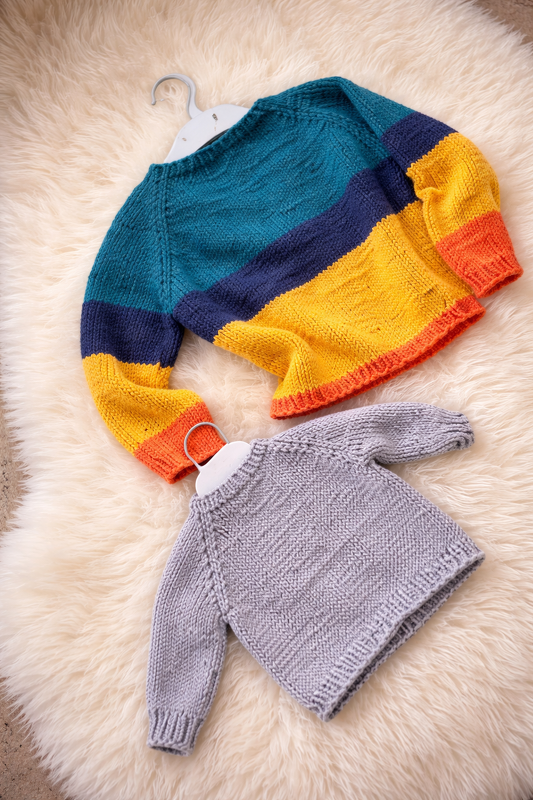 Pattern Basic Kids Jumper in 7 sizes from 0 Months to 5/6 years in Aran