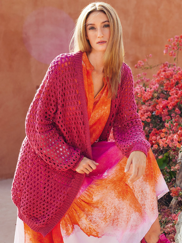 Longjacke in Netzmuster-Optik