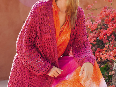 Longjacke in Netzmuster-Optik