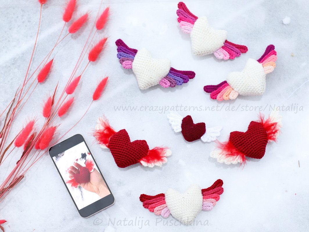 Flying Tenderness, Crochet Pattern for Beginners, Heart, Valentine's day