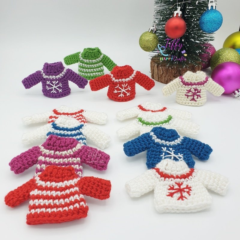 Mini Sweater Christmas Ornament (NO SEWING) Crochet Pattern - Image 12