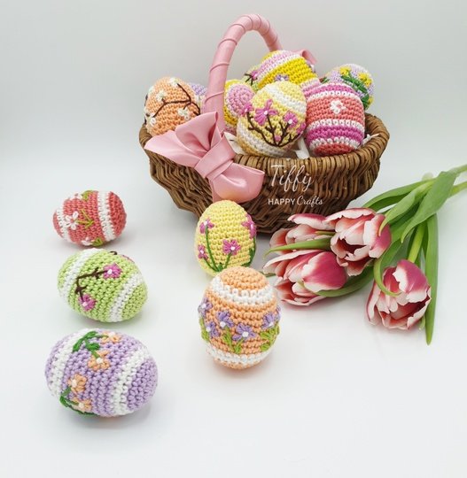 Crochet Easter Eggs with Embroidered Flowers – Amigurumi Pattern
