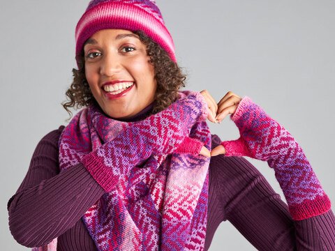 TUCH und MÜTZE und STULPEN im GRÄTENMUSTER