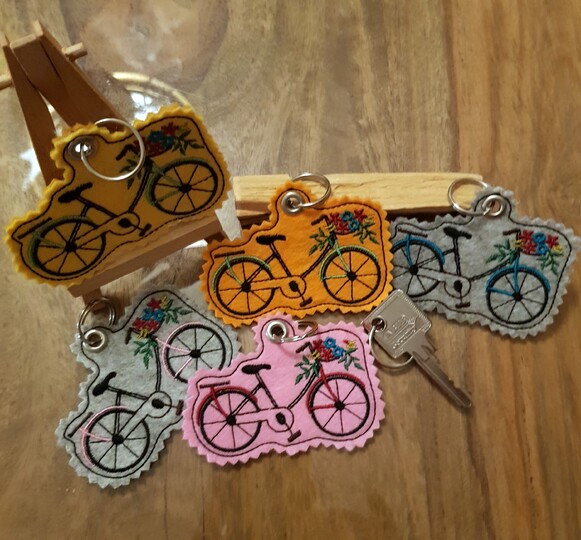 Stickdatei ITH Fahrrad Schlüsselanhänger