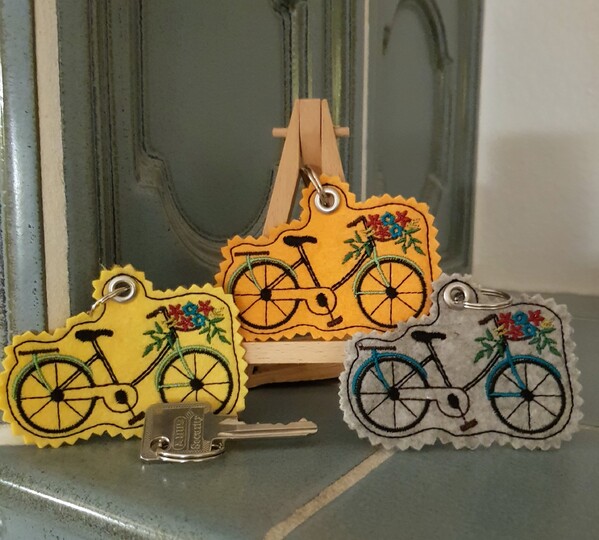 Stickdatei ITH Fahrrad Schlüsselanhänger