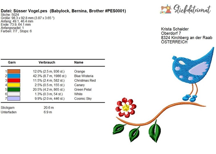 Vogel Stickdatei, Vögel Stickmuster, Vogelapplikation, Ast Stickdesign