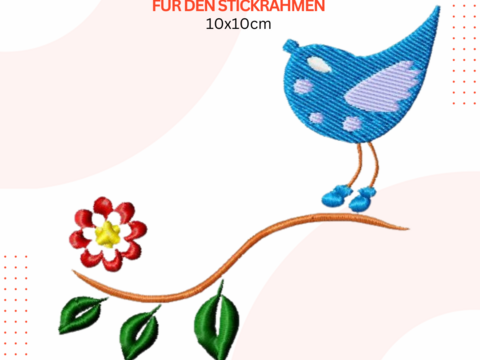 Vogel Stickdatei, Vögel Stickmuster, Vogelapplikation, Ast Stickdesign