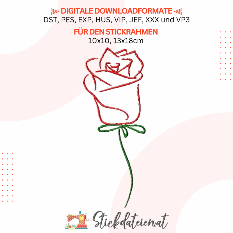 Rosen Stickdatei, Blumen Stickmuster, Romantische Stickvorlage