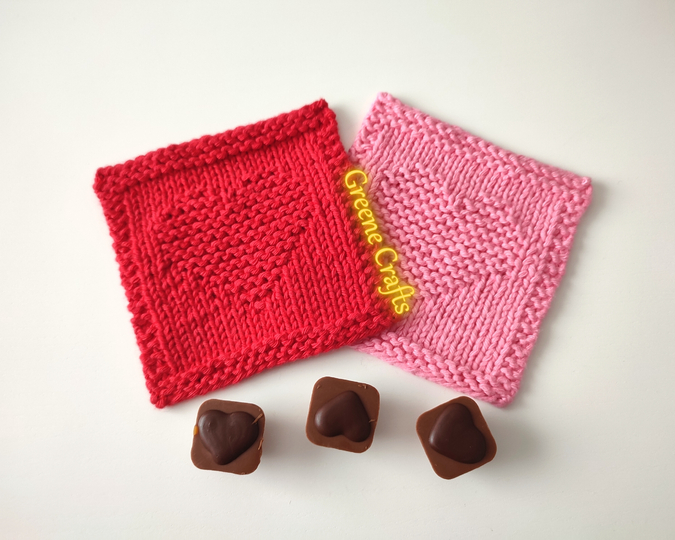 Einfachen Herz Untersetzer und Herz-Tuch - Strickanleitung f&uuml;r Anf&auml;nger