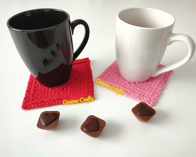 Einfachen Herz Untersetzer und Herz-Tuch - Strickanleitung f&uuml;r Anf&auml;nger