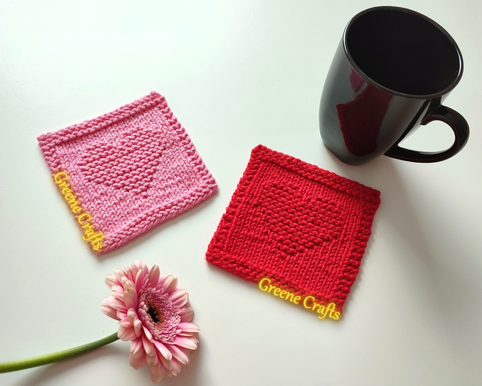 Einfachen Herz Untersetzer und Herz-Tuch - Strickanleitung f&uuml;r Anf&auml;nger
