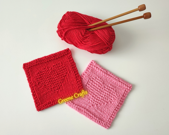 Einfachen Herz Untersetzer und Herz-Tuch - Strickanleitung f&uuml;r Anf&auml;nger