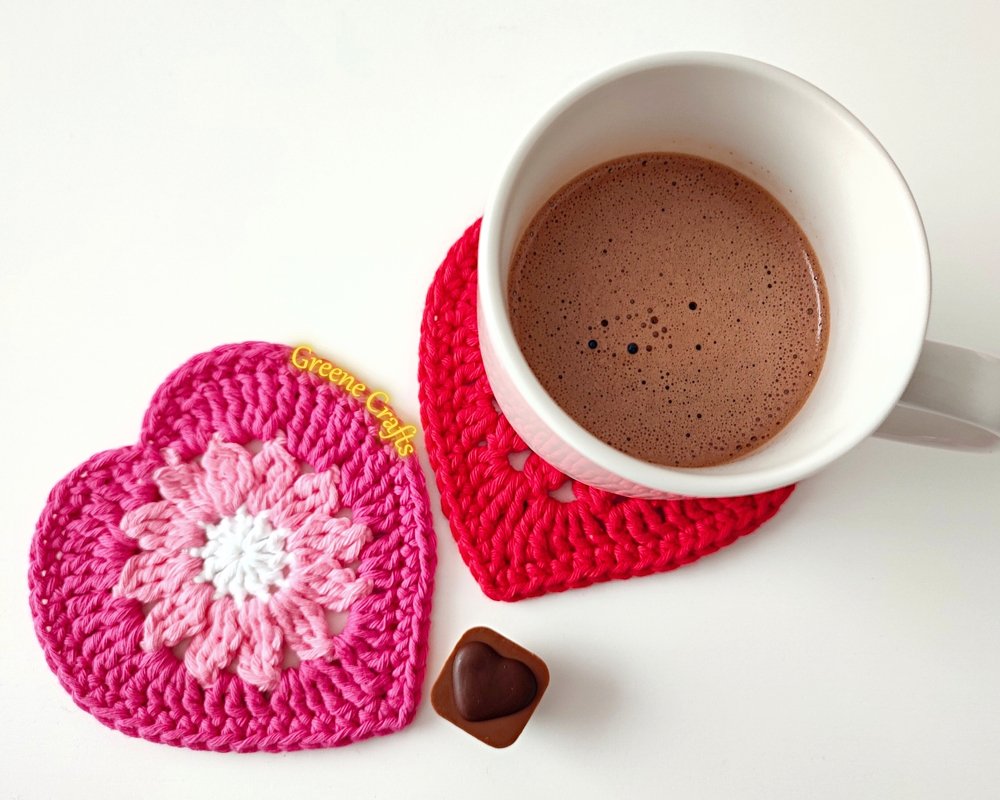 Floral Heart Coasters and Heart Basket - Valentine's Day Crochet Pattern - Image 2
