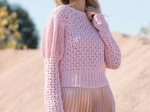 Rosafarbener Pulli mit Keulenärmeln