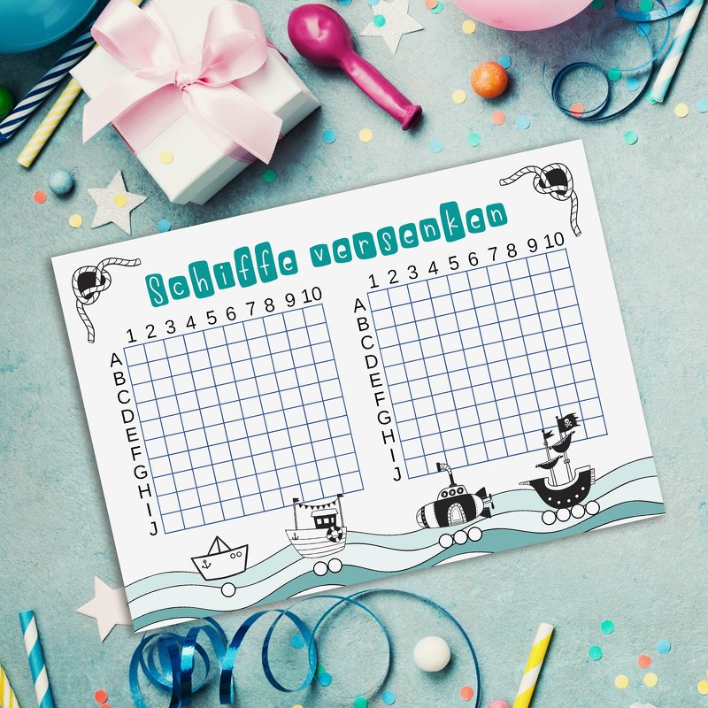 SCHIFFE VERSENKEN Download PDF Spielvorlage Kindergeburtstag Reisespiel - Bild 3