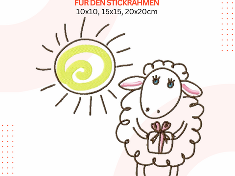Schaf Stickdatei, Niedliches Schafmuster, Doodle Schaf Stickdesign