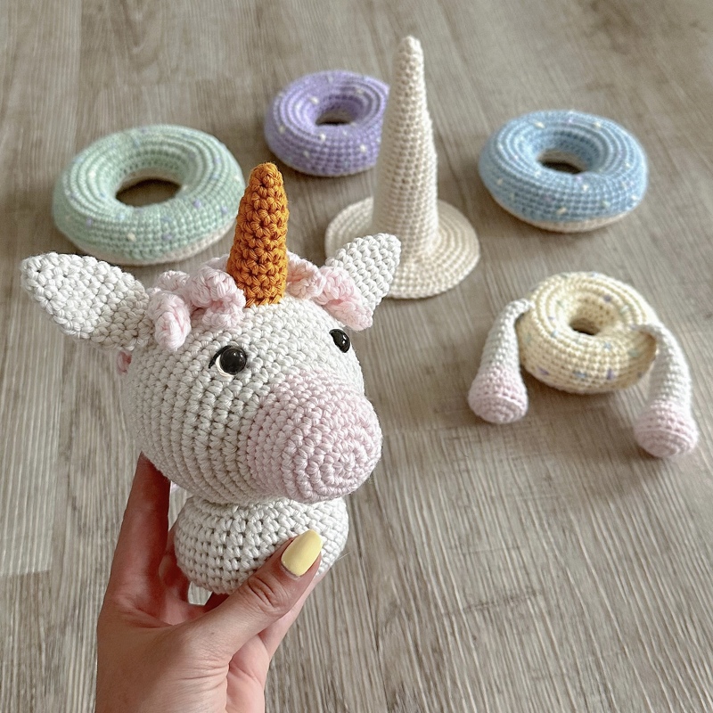 Stacking Toy Donut-Unicorn - Crochet Pattern / English & German - Image 3