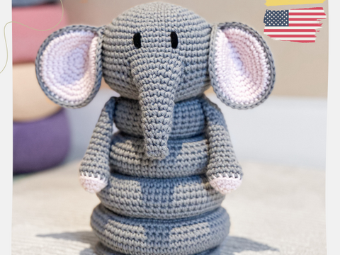 Stapelturm Ella der Elefant - Häkelanleitung / Deutsch & Englisch