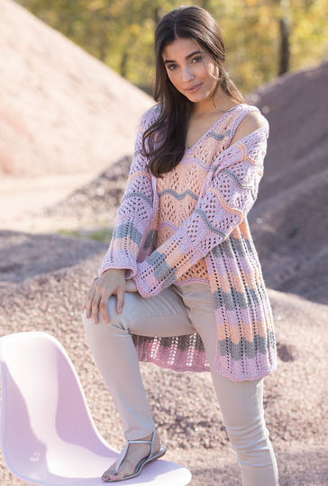 Twinset mit Wellenmuster und zarten Querstreifen