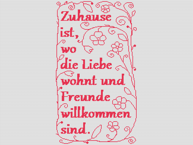 Kreuzstichvorlage "Zuhause ist, wo die Liebe wohnt...." als PDF Download
