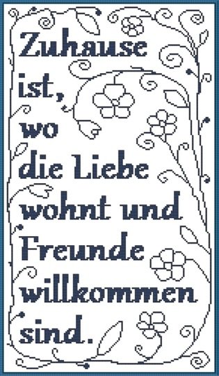 Kreuzstichvorlage "Zuhause ist, wo die Liebe wohnt...." als PDF Download