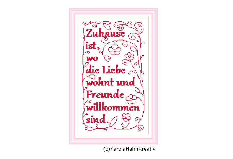 Kreuzstichvorlage "Zuhause ist, wo die Liebe wohnt...." als PDF Download