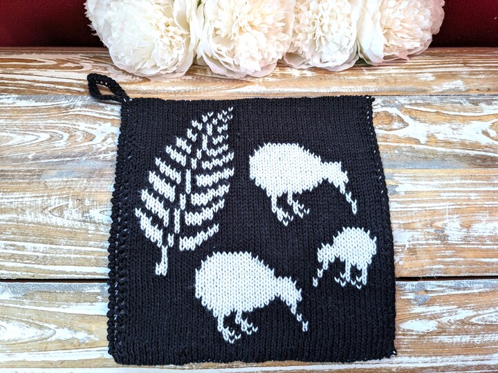 Strickanleitung Waschlappen / Topflappen "Kiwi Love II" - in Doubleface