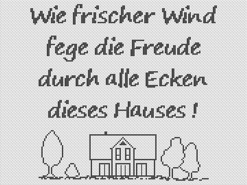 Kreuzstichvorlage "Wie frischer Wind" für ein Stickbild zum Einzug als PDF