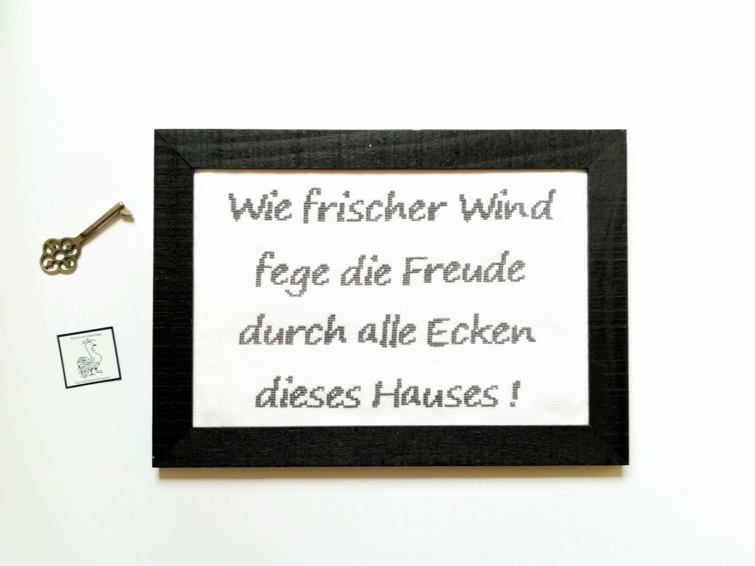Kreuzstichvorlage "Wie frischer Wind" für ein Stickbild zum Einzug als PDF