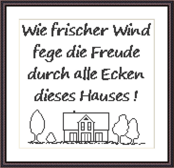 Kreuzstichvorlage "Wie frischer Wind" für ein Stickbild zum Einzug als PDF