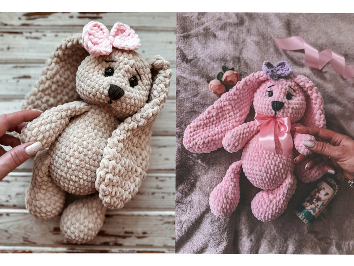 Crochet pattern softy bunny toy PDF digital and video tutorial