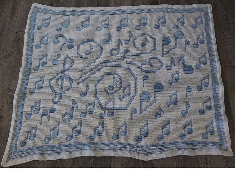 Music In the Mix Blanket Overlay Mosaic Crochet Pattern And Charts