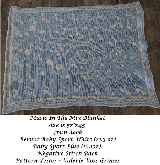 Music In the Mix Blanket Overlay Mosaic Crochet Pattern And Charts