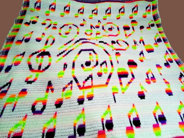 Music In the Mix Blanket Overlay Mosaic Crochet Pattern And Charts